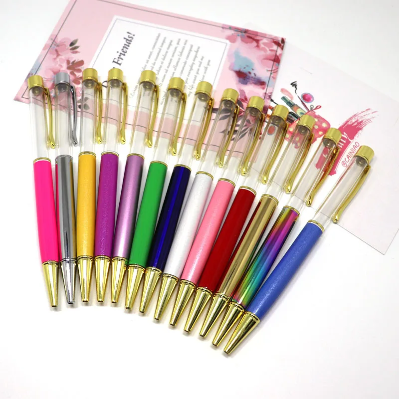

100pcs/set Creatively 1.0mm Empty Tube Floaty Pen Metal Copper High-grade Gold Ballpoint Pen with No Gold Foil Oil Ball Pens