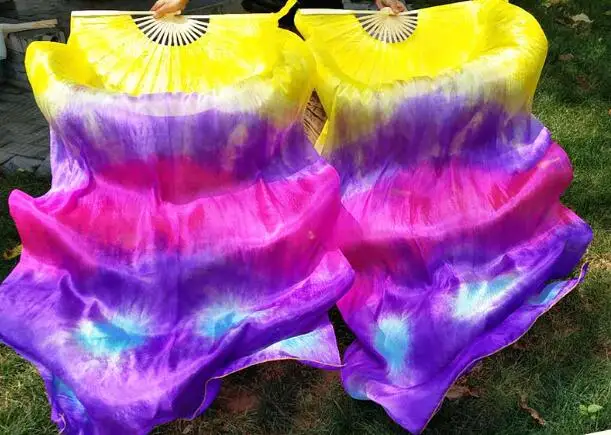 

Japan Hot Sell Belly Dance New Tye dyed Silk Fan Veils 180*90CM High Quality