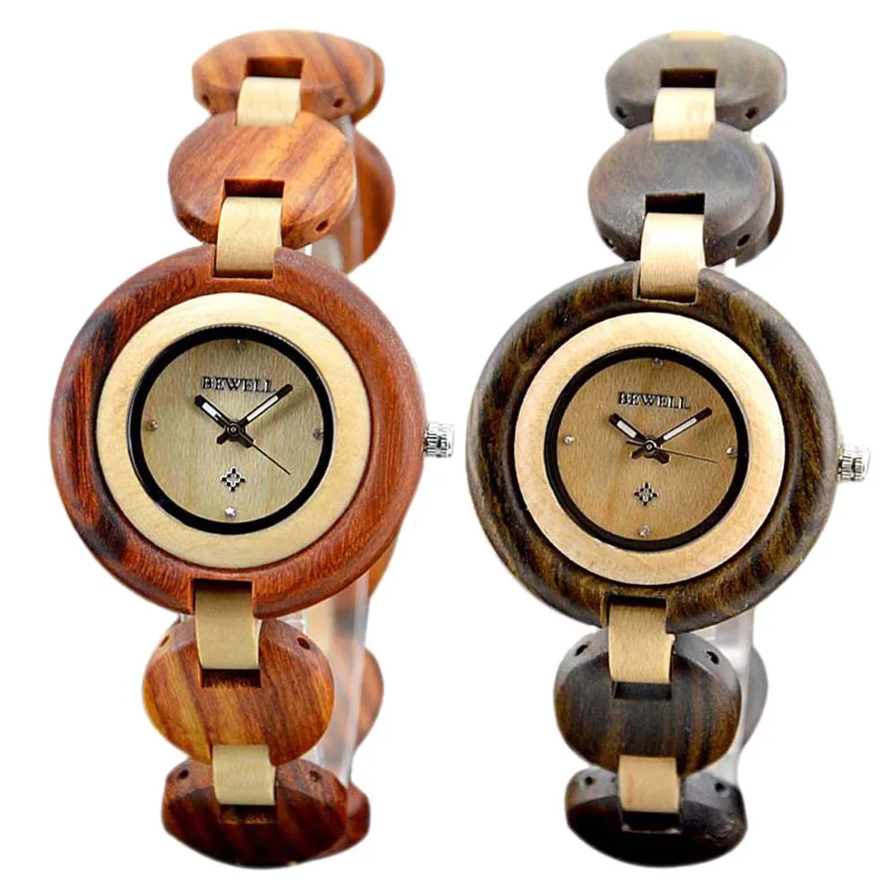 BEWELL деревянные Роскошные Брендовые женские оригинальные часы gaiety с маленьким