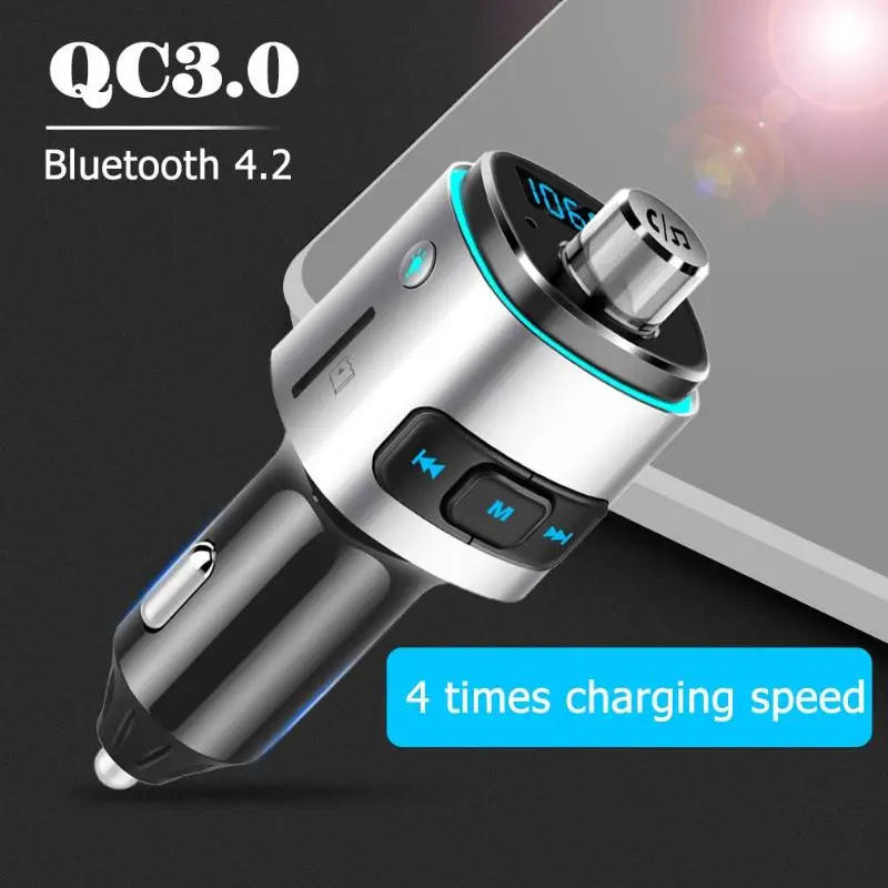 Bluetooth 4,2 Беспроводное зарядное устройство Dual QC3.0 USB телефон Зарядное устройство Blutooth автомобильный FM трансмиттер MP3 плеер Авто аксессуары