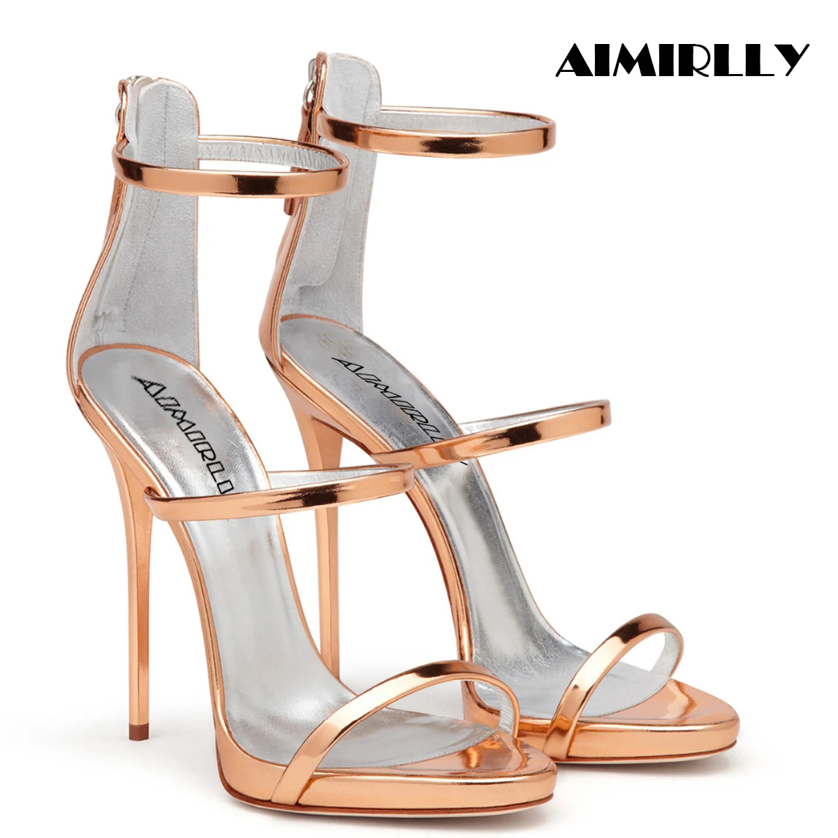 

Summer Shoes Women Peep Toe High Heels Sandals Elegant Strappy Cover Heel Back Zipper Ladies Party Wedding Shoes Aimirlly