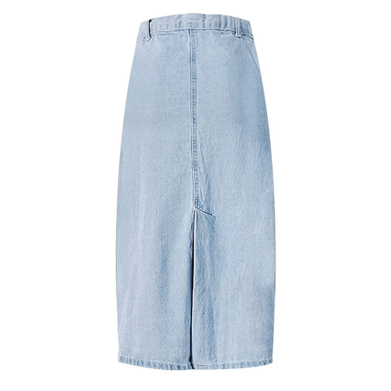 Женская джинсовая юбка трапеция LOGAMI повседневная до колена с высокой талией