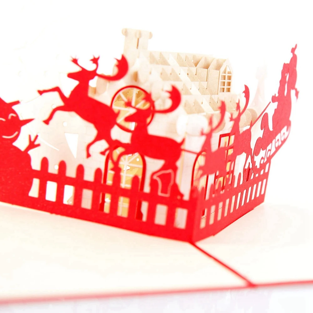 Бумага Spiritz Merry Christmas поздравительные открытки 3D дом X'mas Pop Up ручная работа винтажная открытка крафт подарки с конвертом 9012-р