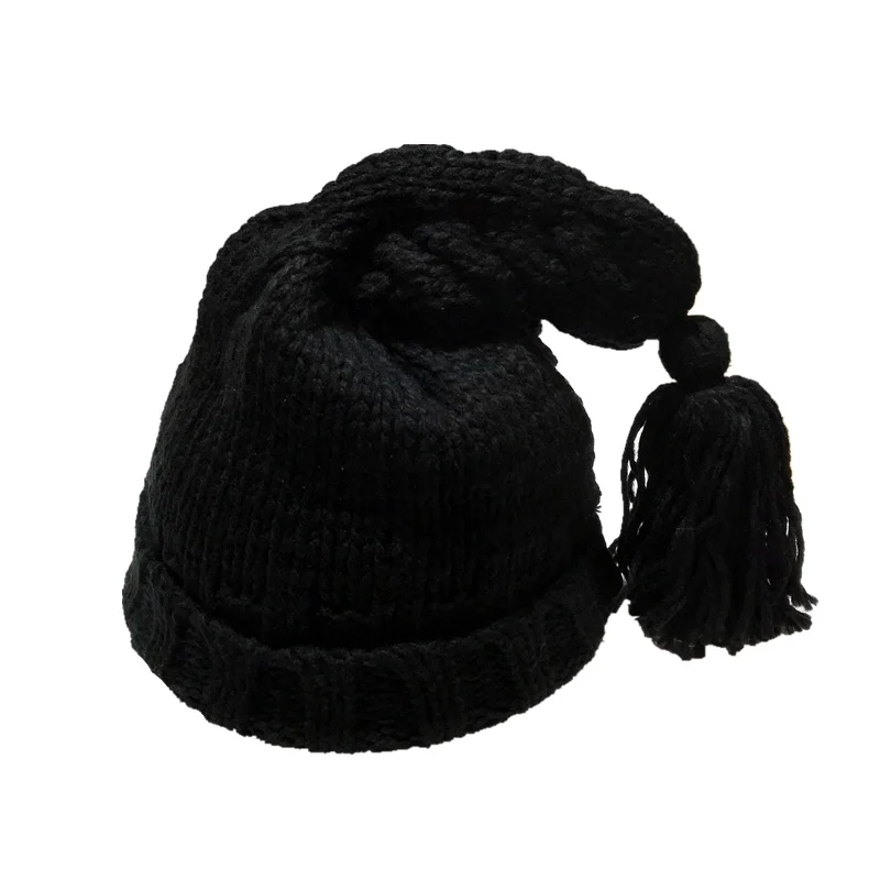 

Winter Skullies Beanies Hats for Women Korean Style Lovely Twisted Braid Warmer Skullies Solid Color Tassel Knitted Beanies Caps