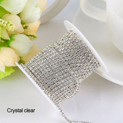 SS6 Crystal Стразы на цепочке 17 цветов 3 ярдов/партия SS6(2,0-2,1 мм) серебряный коготь для одежды - Цвет: SS6 Crystal