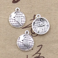 20pcs charms earth globe planet 19x16mm antique bronze silver color pendants making diy handmade tibetan bronze jewelry