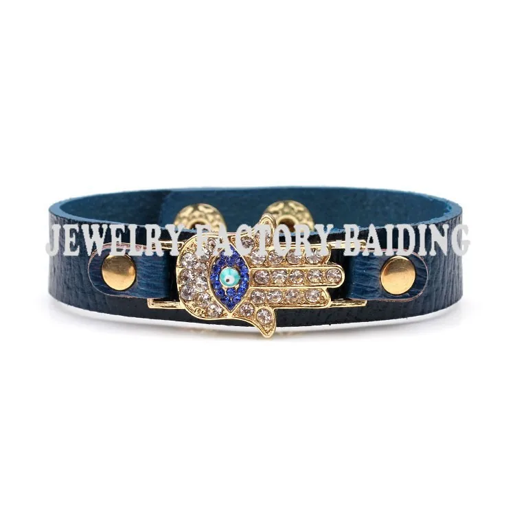 MEIBEADS браслет из искусственной кожи с наручниками в форме ладони кристаллами на