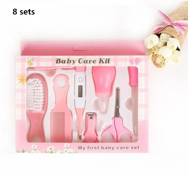 8 sets pink Уход за младенцем, набор для ухода за ногтями, ножницы для ухода за ногтями, набор для кормления, носовой аспиратор, набор для ухода за младенцем, ножницы для ногтей, товары для матери и ребенка - Цвет: 8 sets pink