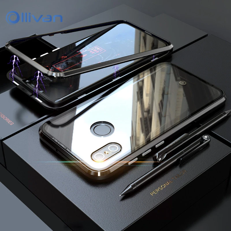 Магнитный адсорбционный металлический чехол для телефона Xiaomi Mi 8 роскошный из