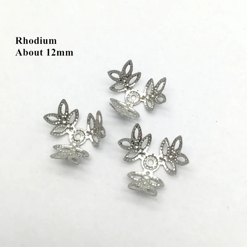 100pcs rhodium 12mm 100 шт филигранные колпачки в форме цветочных чашек для изготовления ювелирных изделий HK184 - Цвет: 100pcs rhodium 12mm