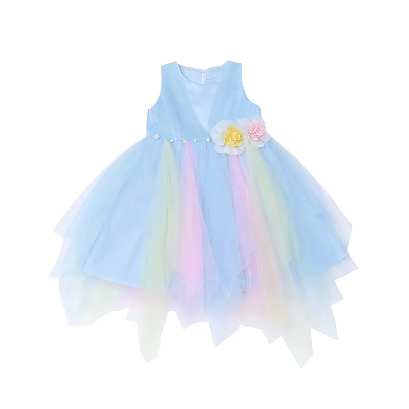 

2019 New Summer Costume Girls Princess Dress Children's Evening Clothing Kids Chiffon Lace Dresses Baby Girl Party Pearl Dress