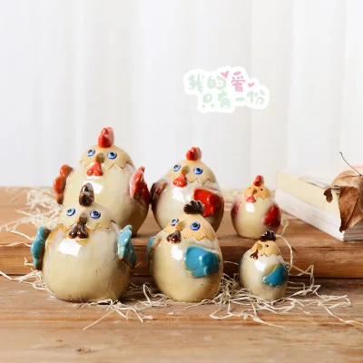 

Ceramic chicken art work home decoration A three-piece