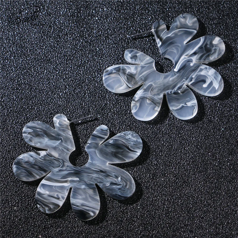 

Badu Big Flower Acrylic Earrings for Women Punk Style Fashion Jewelry Stud Earrings Large Statement Acetic Acid Wholesale