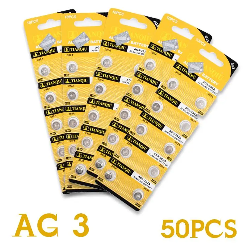 YCDC Фирменная Новинка 50 шт./компл. LR41 AG3 392A SR41SW 384 LR736 V3GA 192 1,55 V кнопка сотового телефона монета аккумуляторные часы 3 V игрушки калькулятор