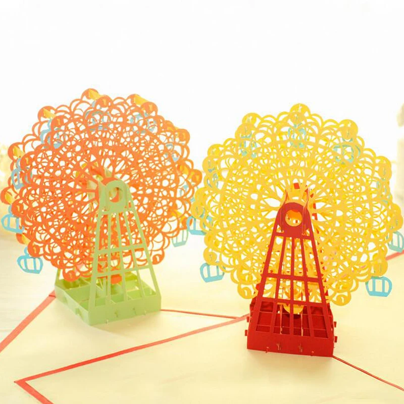 Модные 3d Поздравительные открытки ручной работы с колесиком обозрения оригами