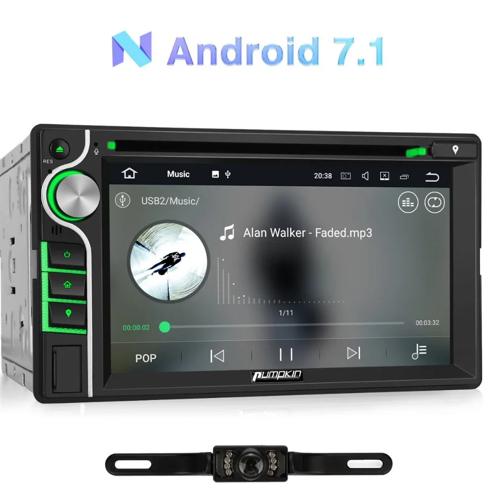 Pumpkin2 Din 6 2 &quotAndroid 7 1 универсальный автомобильный Радио Аудио Стерео dvd-плеер gps 2G ram