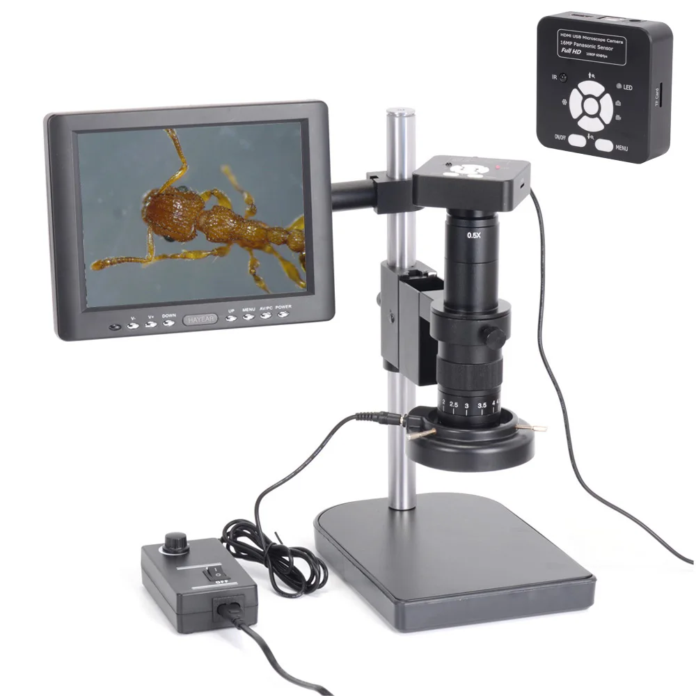 

Full Set Microscope Camera 16MP HDMI USB Digital Industrial Camera with 180X Lens 60 LED Light 8" LCD Screen for PCB Soldering