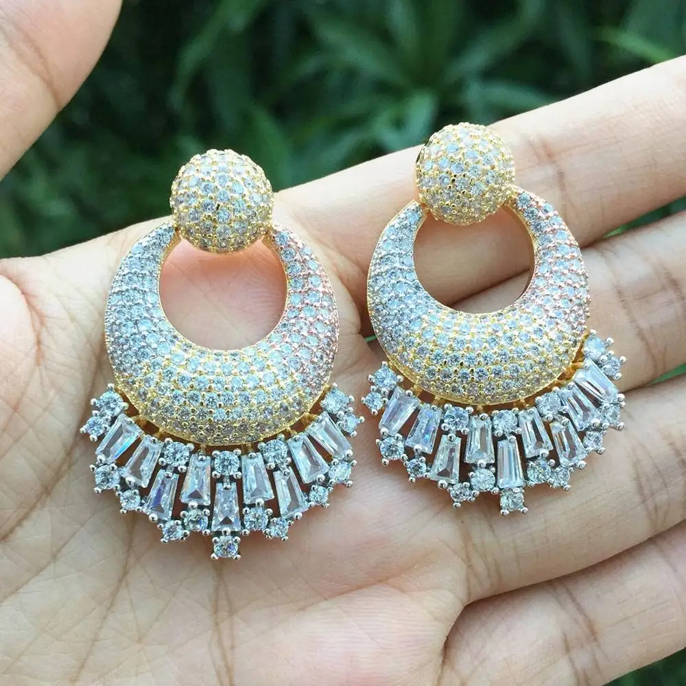 Роскошные серьги ModemAngel 42 мм с искусственным цирконием AAA + 3 тона женские для