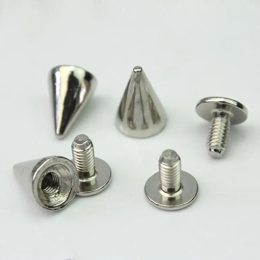 100 шт шипы конусные шпильки серебряного цвета сплав 10 мм * 7 Панк Рок пятна