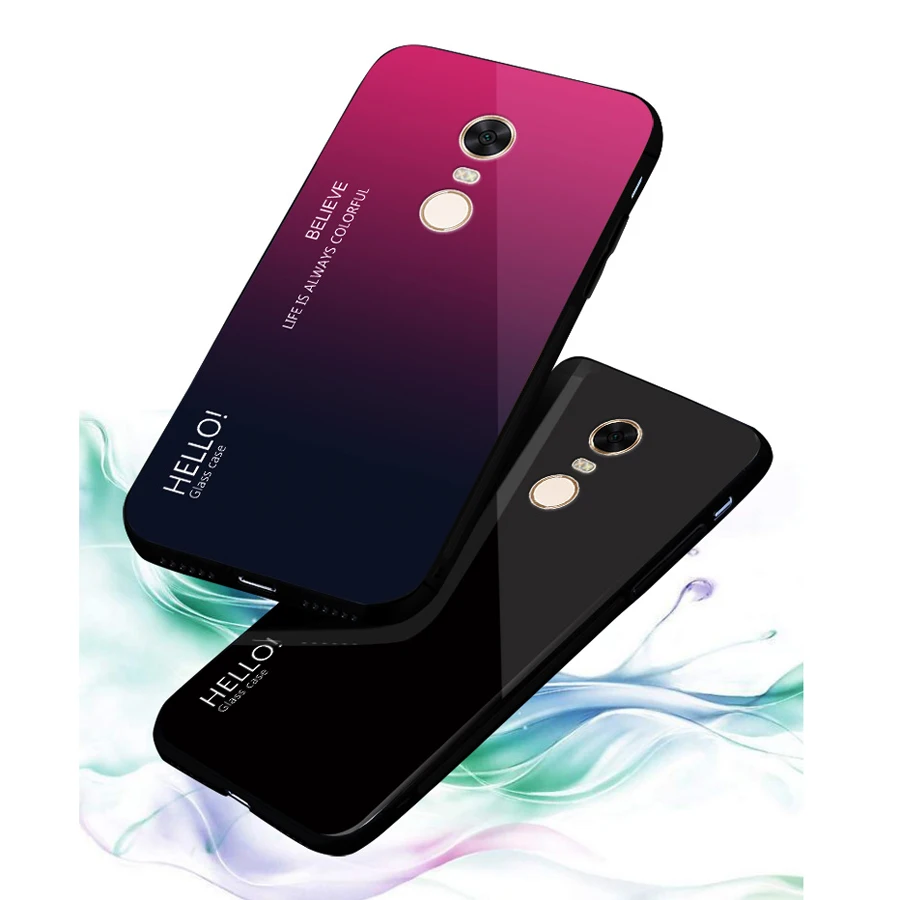HOTSWEI чехол для Xiaomi Redmi 5 Plus новый градиентный цвет зеркало из закаленного стекла