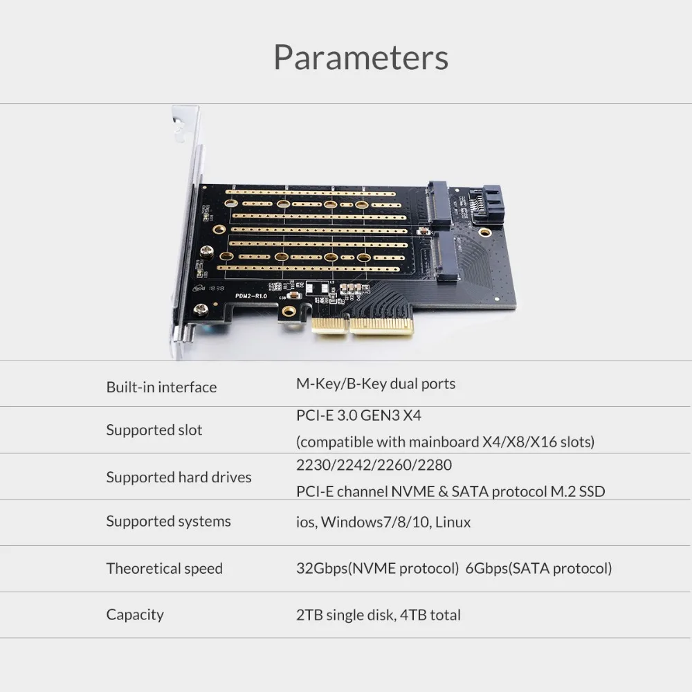 ORICO PCI-E Express M.2 M B ключ интерфейс SSD M.2 NVME к PCI-E 3,0X4 Gen3 Конвертация карты Поддержка 2230-2280 размер супер скорость карты