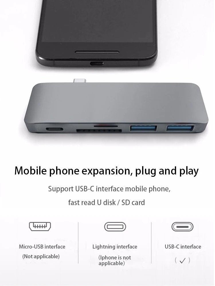 Адаптер-концентратор USB 3 0 Type-C SD TF HDMI PD 6 в 1 для Windows XP/7/8/10 Mac OS9X/10 | Электроника