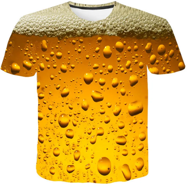 picture color Новинка Мужская 3D футболка банки пива печатных хип хоп Crewneck короткий рукав мужчины/женщины футболки топы Азиатский размер футболка 6xl - Color: picture color