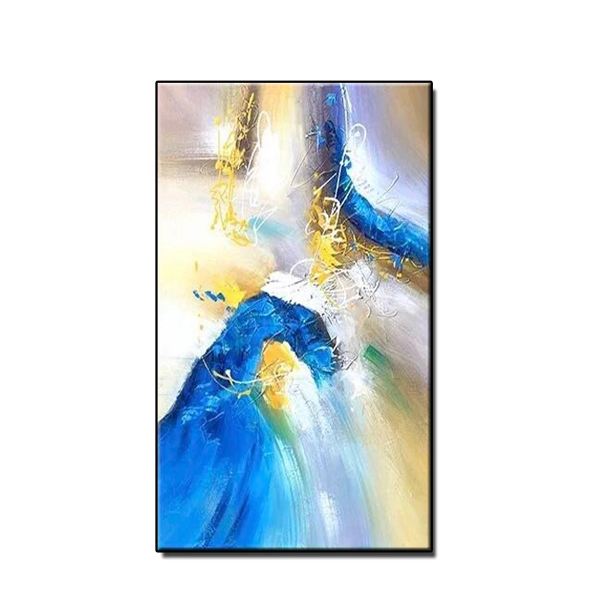 Ручная роспись абстрактная яркая синяя картина маслом на холсте Настенная для
