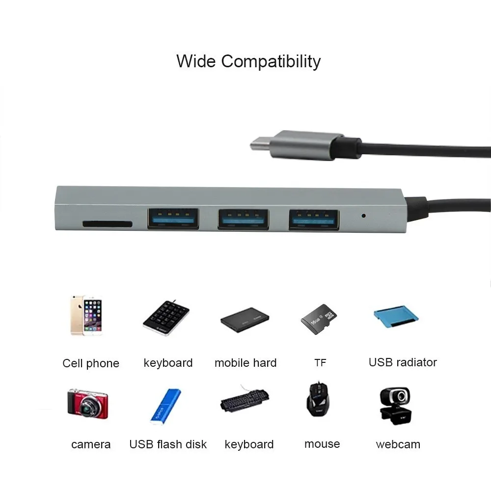 USB-концентратор CHUYI с Type-C на 3 0 USB 5 в 1 | Компьютеры и офис