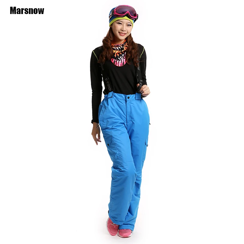 Лыжные брюки съемные ремни женские двухслойные непромокаемые ветрозащитные