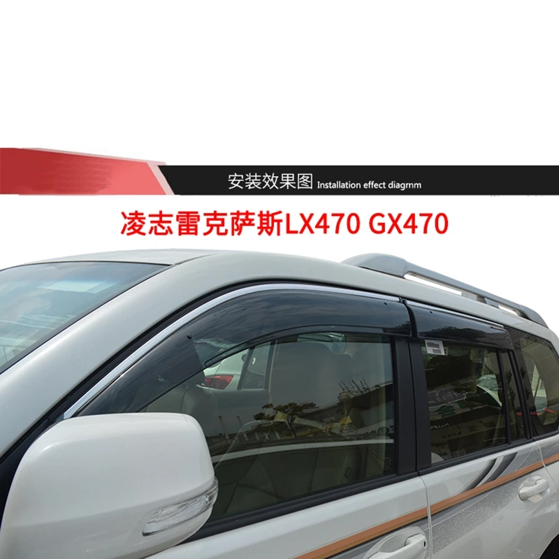 

Car Stylingg Awnings Shelters 4pcs/lot Window Visors For Lexus LX470 GX470 2002-2009 Sun Rain Shield Stickers Covers