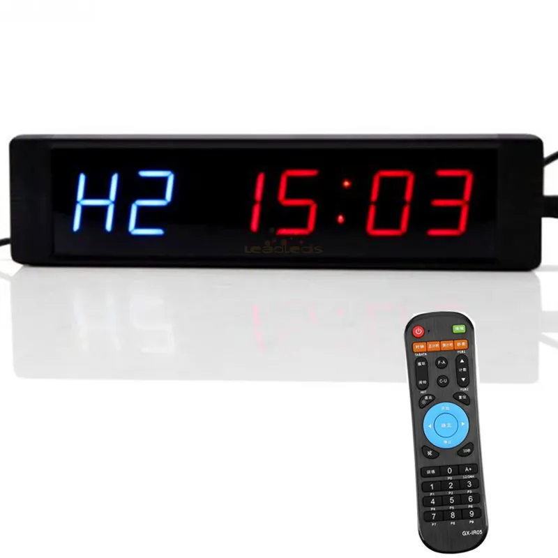 21cm 6 Digits Programmable Training Timer LED Display Interval Timer Wall Clock with Remote for Gym Fitness Training MMA Boxing