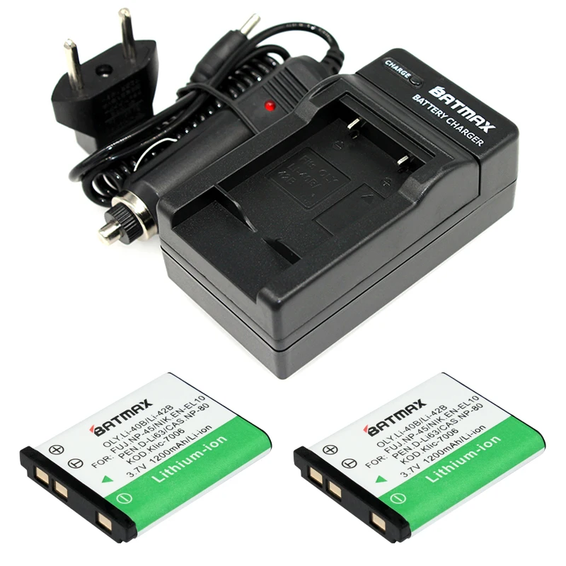 High quality LI-40B LI-42B LI-40C 1200mAh Battery ( 2 pack) + Charger  work with Olympus U700 U710 D-720 VR-330 X-Series cameras