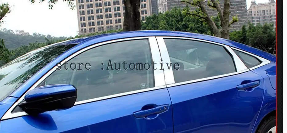 AX 8 шт. LHD Chrome днище подоконник отделка объемного Обложка для Honda Civic литье подкладка акцент гарнир из нержавеющей