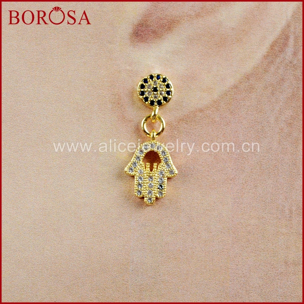 Женские серьги подвески BOROSA 5 пар радужных кристаллов с микро цирконием