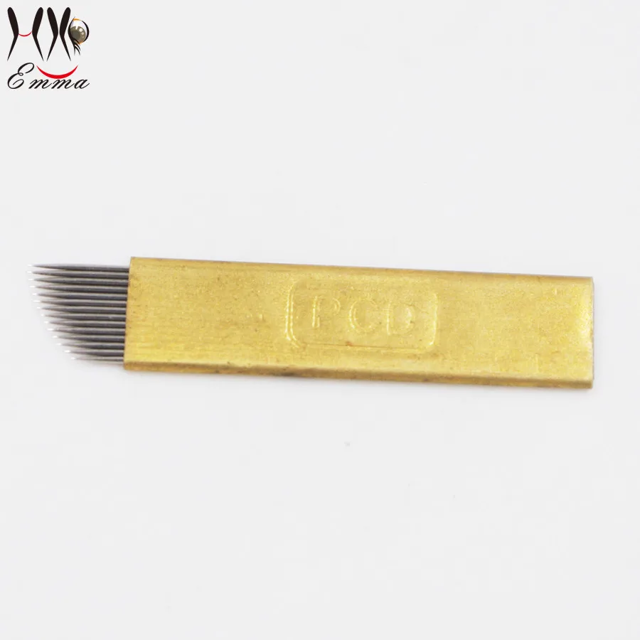 

100pcs PCD 12 Pin Permanent Makeup Blades Manual Eyebrow Tattoo Curved Blade 14 Needles For Tattoo Needles Free Shipping