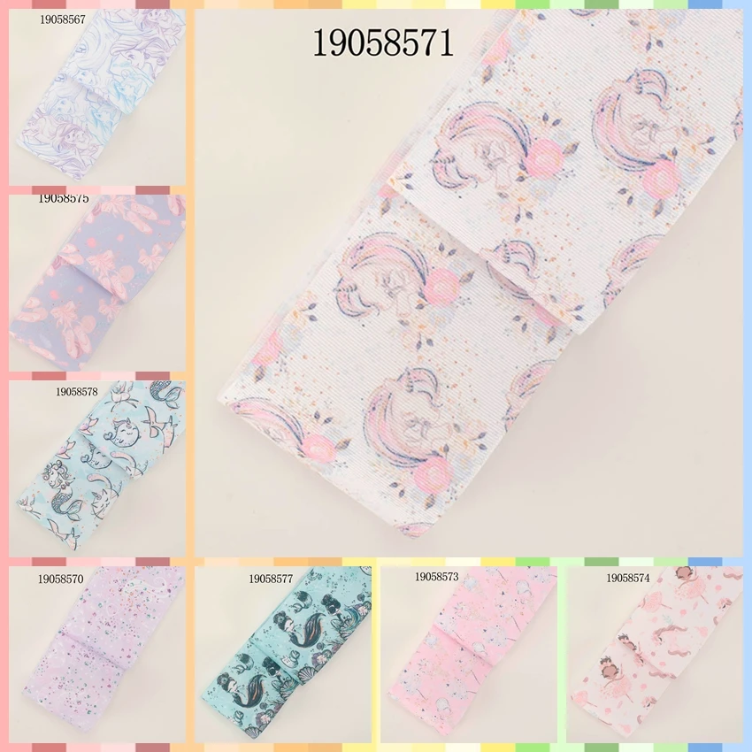 

NEW 3" 75mm cartoon Princess ribbon printed grosgrain Mermaid ribbons 19058567