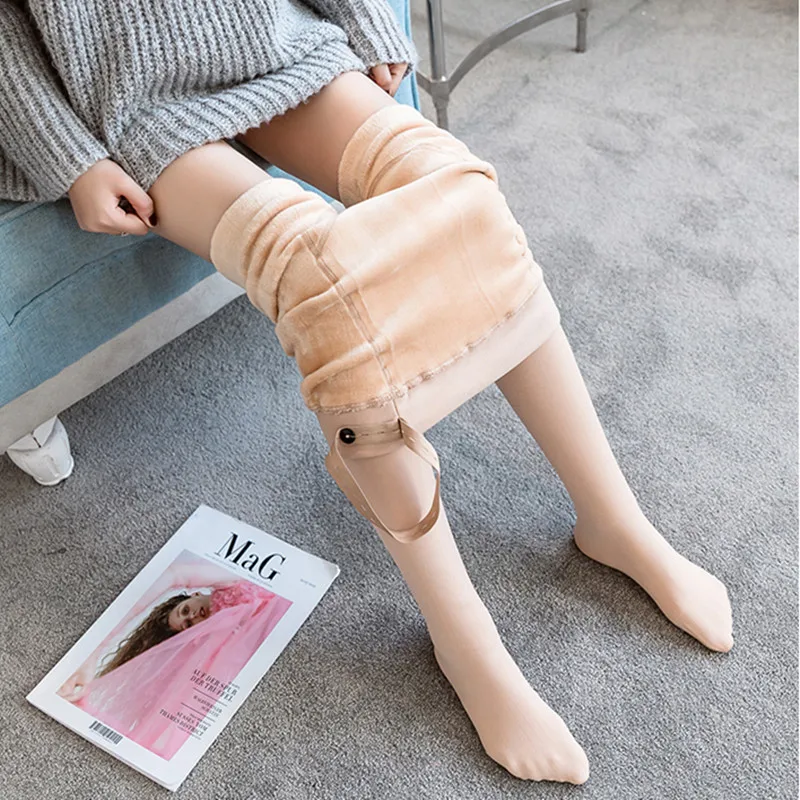 Beige Lianjiao 2886# зимние плотные бархатные теплые колготки для беременных, регулируемые колготки для живота для беременных женщин, чулки для беременных с высокой талией - Цвет: Beige Lianjiao