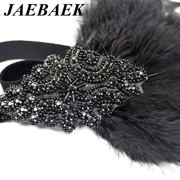 JAEBAEK Гэтсби Хлопушка перо кристалл оголовье 1920s головной убор Винтаж Свадебные аксессуары