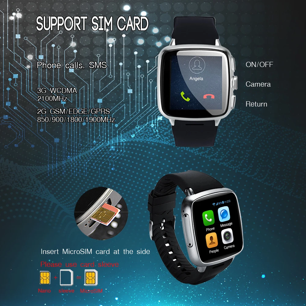 696 Z01 3g WCDMA Android система Смарт-часы фитнес-трекер сна Bluetooth gps телефон Smartwatch Push Message WiFi SIM Камера