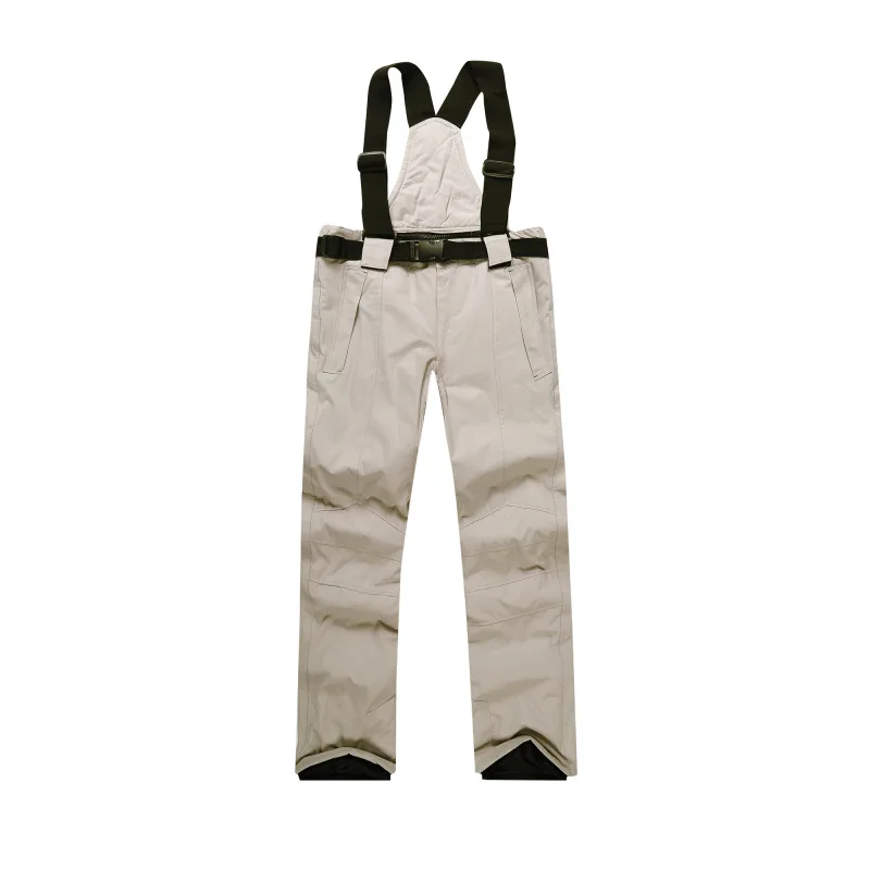 LIGHT GREY Мужские лыжные брюки, брендовые, новинка, теплые, для спорта на открытом воздухе, водонепроницаемые, женские, зимние брюки, подтяжки для взрослых, зимние штаны для сноубординга - Цвет: LIGHT GREY