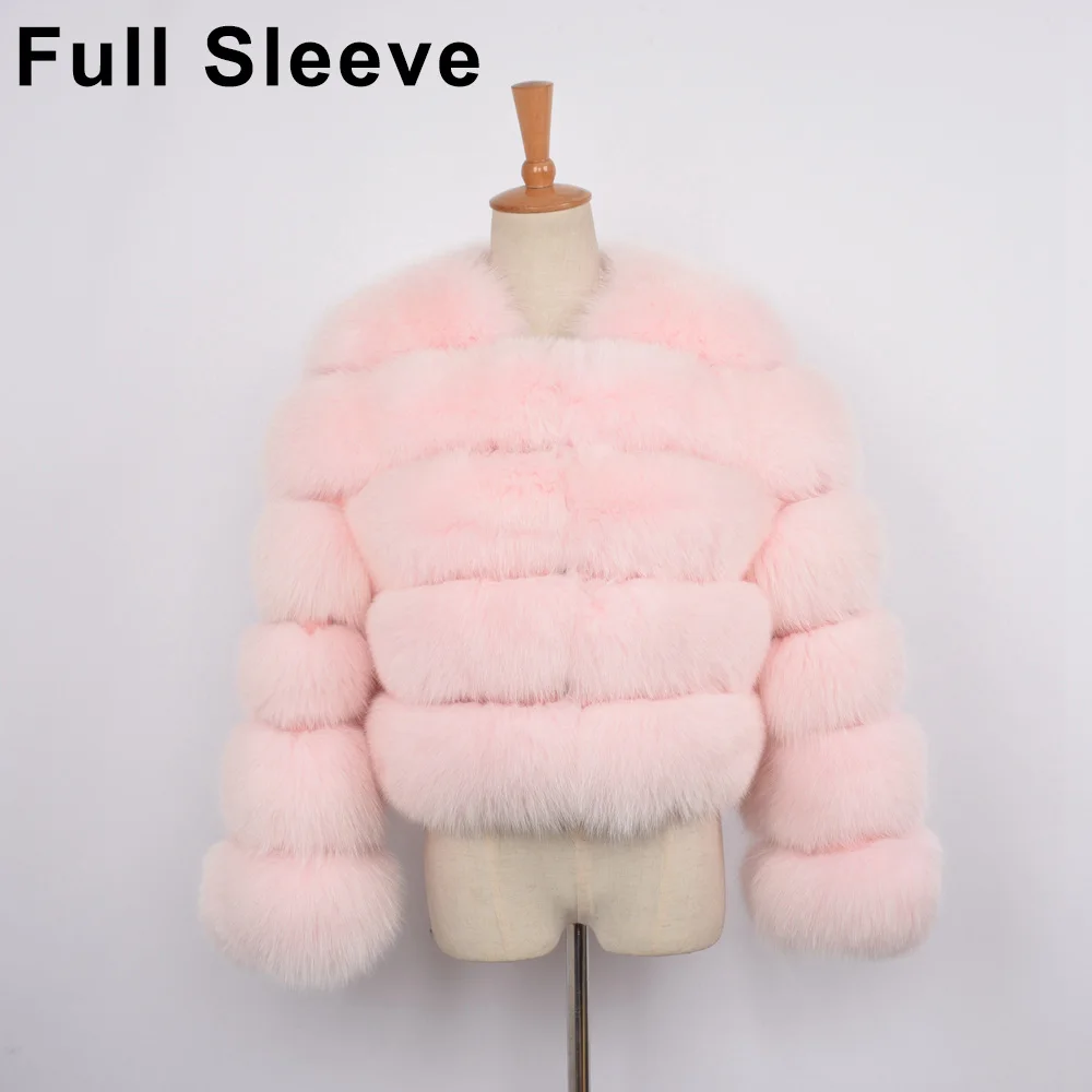 Light Pink Full Женская Шуба с длинным рукавом из натурального меха, шуба из натурального толстого лисьего меха, зимняя теплая куртка высокого качества Saga, новинка, S1797 - Цвет: Light Pink Full