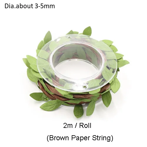 Paper String 2 м/рулон пеньковые нитки зеленые листья пеньковые веревки Украшенные веревкой натуральный джут шпагат из мешковины вечерние упаковка для свадебного подарка шнуры - Цвет: Paper String