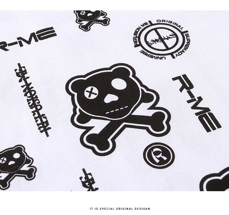 Хлопок граффити мультфильм Печатный модный уличная свободная плюс размер casual