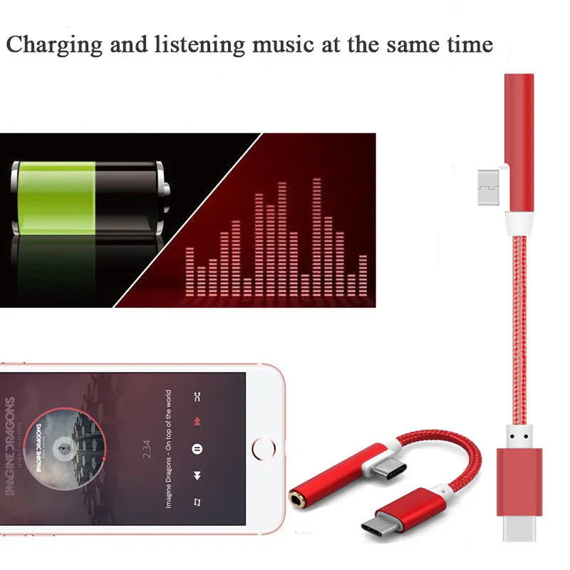 Audio Adapter Support Calling+Music+Charging For Huawei Mate 20 pro Xiaomi 8 6 Charger Splitter Headphone Converter | Мобильные