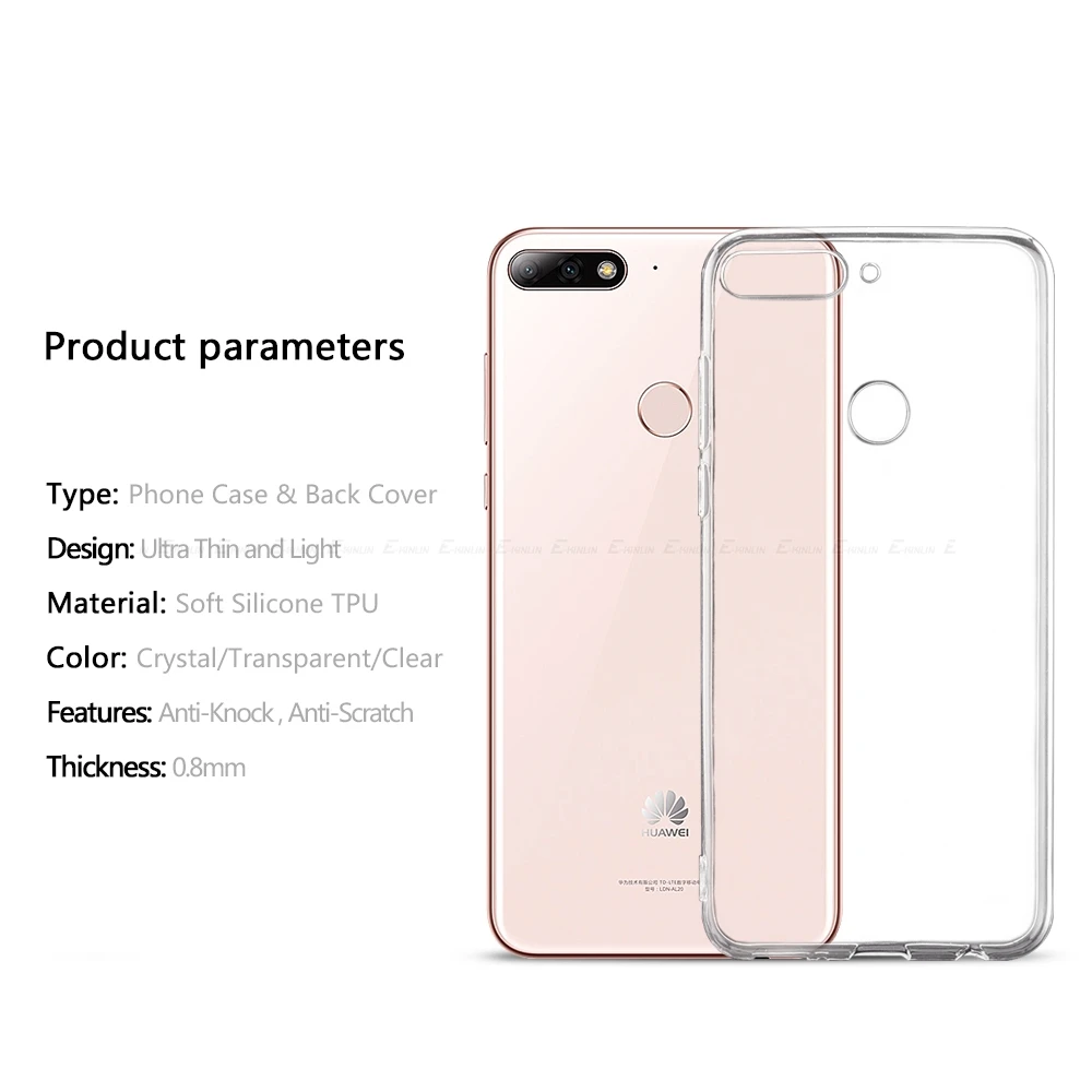 Прозрачный силиконовый чехол на заднюю панель для HuaWei Y9 Y7 Y6 Y5 Y3 II 2 3 Compact Prime Pro Lite GR5 ультратонкий ТПУ чехол