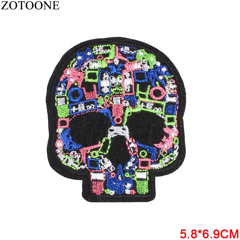 

ZOTOONE 1PCs Cat Skull Eyebrows Flamingo Strawberry Patch Embroidered Iron on Patch for Clothing DIY Stripes Stickers Badges B