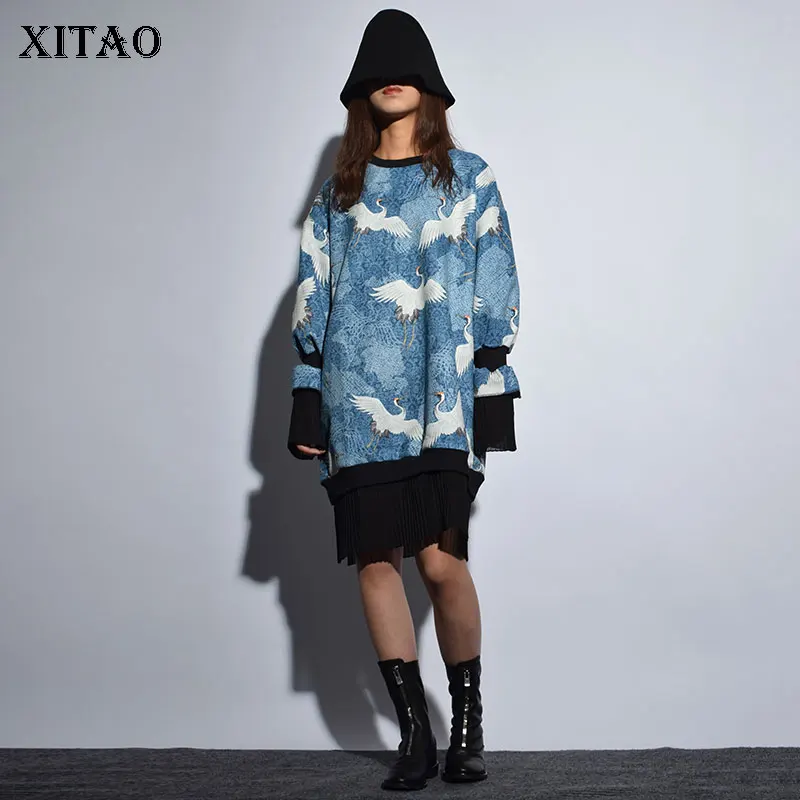 Женское платье с длинным рукавом XITAO зимнее Повседневное Платье До Колена в стиле