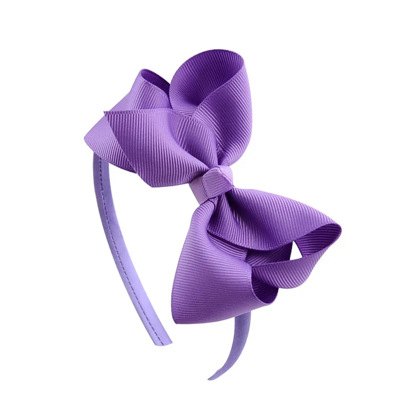 Purple 4 дюйма для девочек и головная повязка, аксессуары для волос ручной работы с бантами лентой Grosgrain ленты для волос ленты-бантики для волос для девочек, подарки для детей - Цвет: Purple