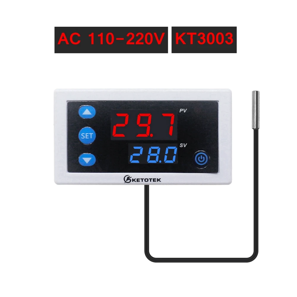 KT3003 AC 110-220V Цифровой регулятор термостата 10 А реле контроля температуры Лер светодиодный дисплей Отопление охлаждение управление переключатель Термостат инструменты - Цвет: KT3003 AC 110-220V